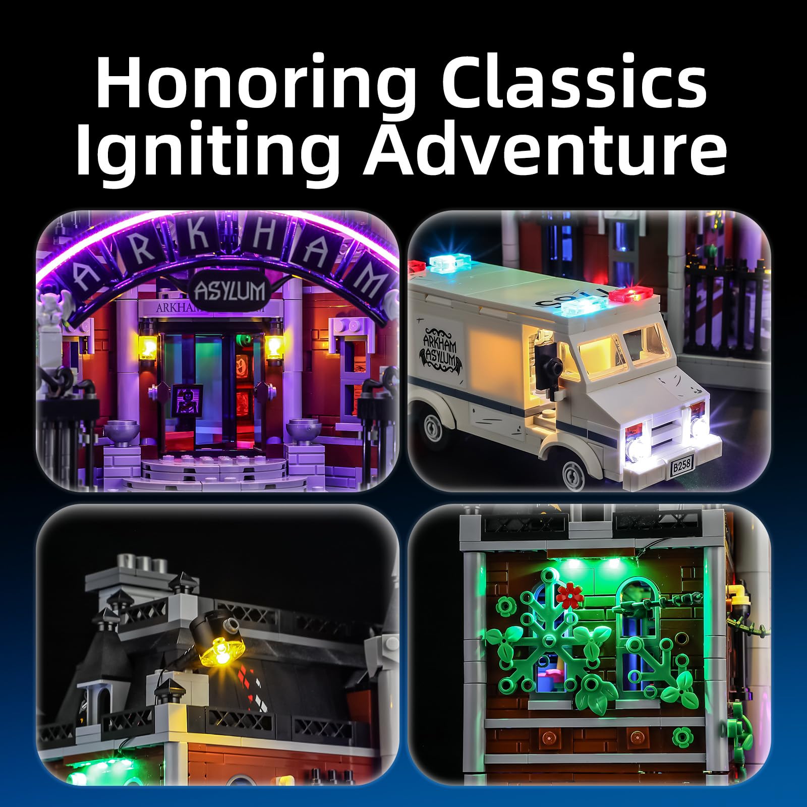 YEABRICKS LED Light for Lego-76300 DC Arkham Asylum Building Blocks Model (Building Set NOT Included), Multicoloured - Image 2