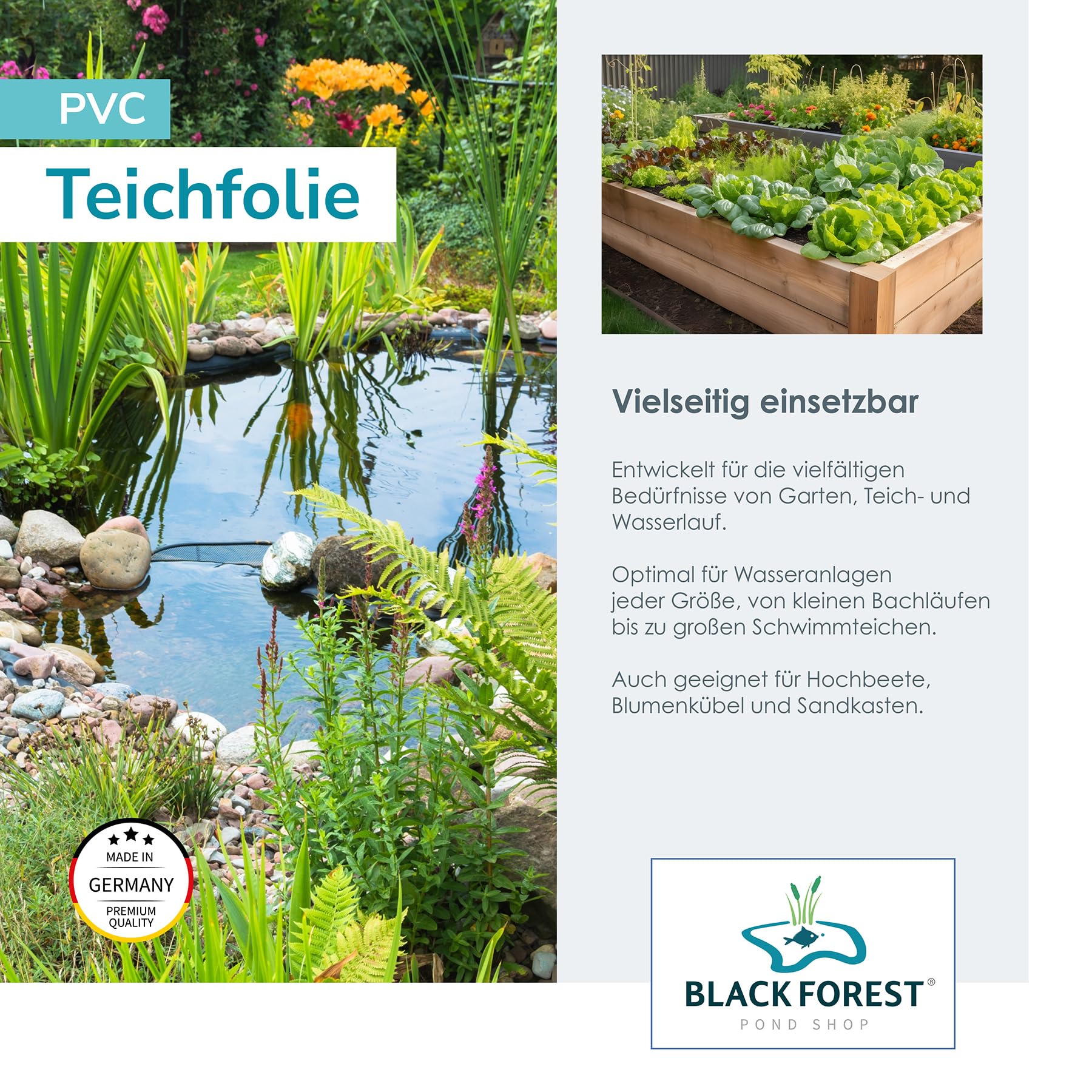 TEICHFOLIE 1mm 8 x 9 m Gartenteich Schwimmteich Made in Germany