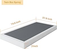 Vista 3 de Box Spring Twin – Muelles de caja de metal resistentes de perfil bajo de 3 pulgadas para cama individual, base de colchón, fácil montaje, funda