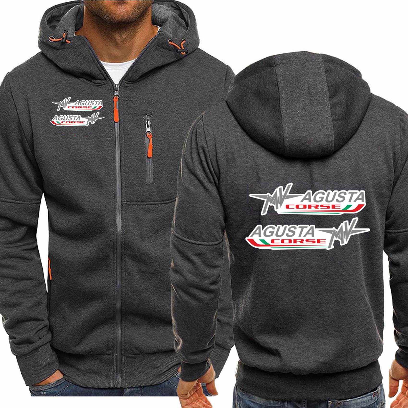 Heren Hooded Sweatshirts Voor MV Agusta Rits Fleece Hoodie Winter Pullover Trui Warme Dikke Hardloopjas Casual Lange Mouwen Trui Bovenkleding,Red-3XL
