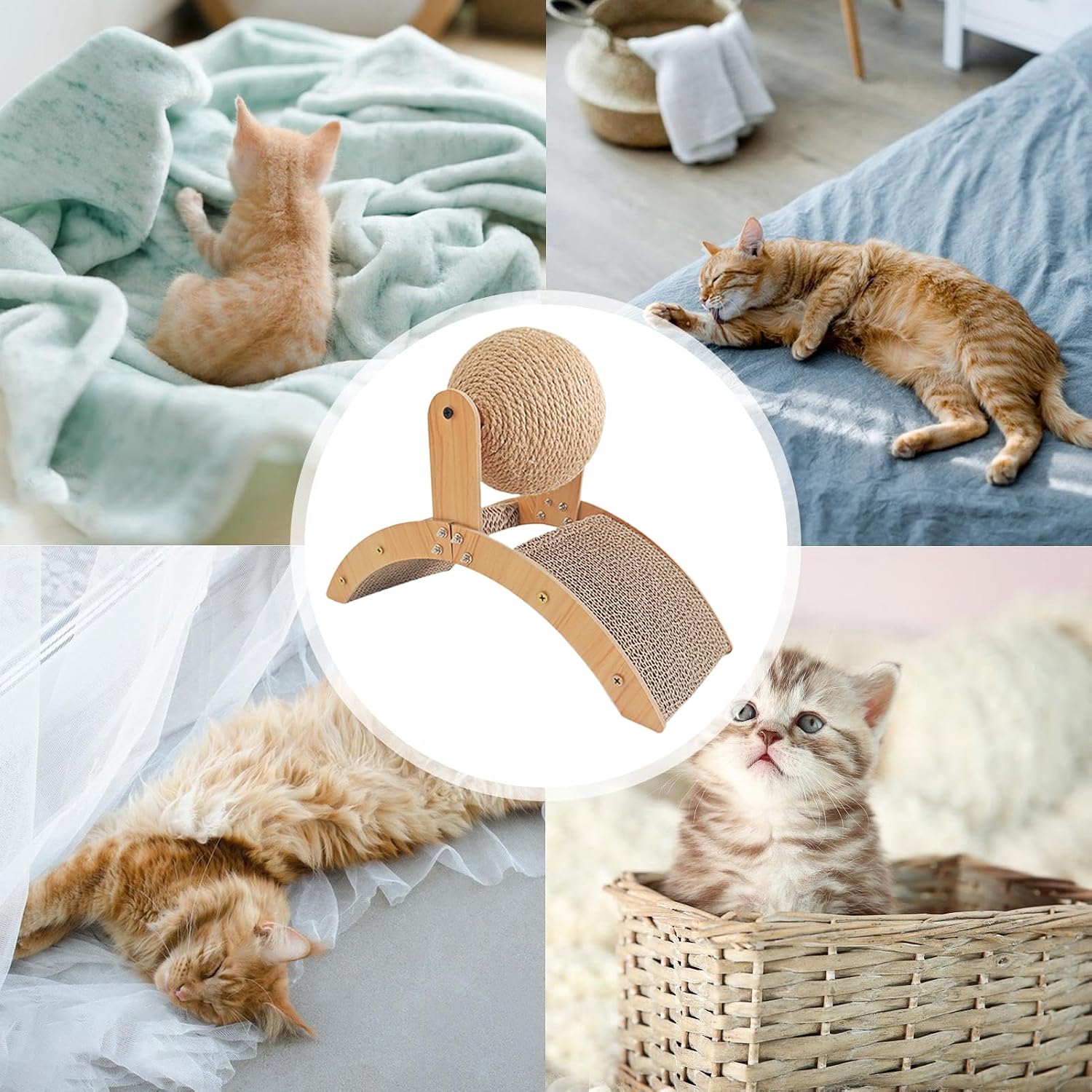 Genérico Scratching Ball for - Cat Bridge Pad, Sisal Wood Exercise Furniture | Indoor Play Accessory, Claw Protection, Interactive Entertainment for
