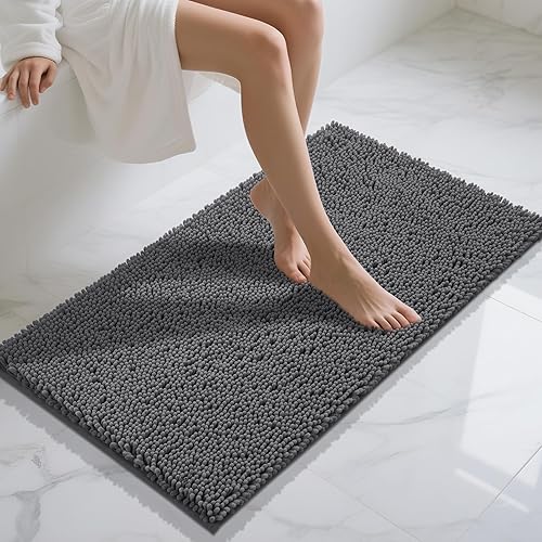 Miniatura 57 de Yimobra Alfombras lavables para baño, alfombra de baño de chenilla súper suave y absorbente para piso y alfombra, alfombra antideslizante de secado