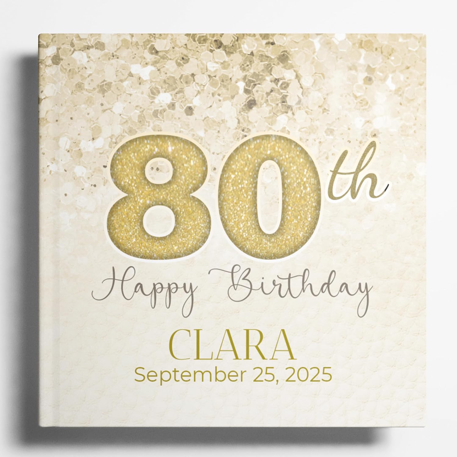 Personalized 80th Birthday Guest Book Hardcover – Custom Sign In Book and Keepsake Memory Album for Men and Women (80 guests)