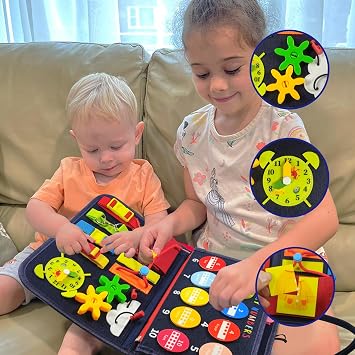 LearnToy Montessori Busy Board for Toddlers 3-5 Years, Preschool Learning & Travel Toy, Fine Motor Skills Educational Sensory Development Board for Kids