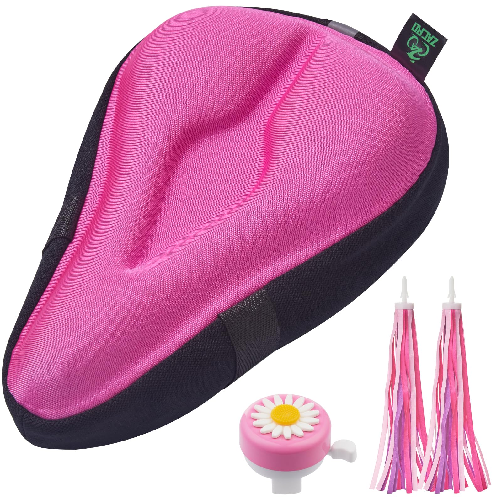 Funda de cojín de gel para asiento de bicicleta para niños y niñas, funda de asiento de bicicleta antideslizante para niños pequeños, transpirable y extra suave, espuma viscoelástica acolchada 8