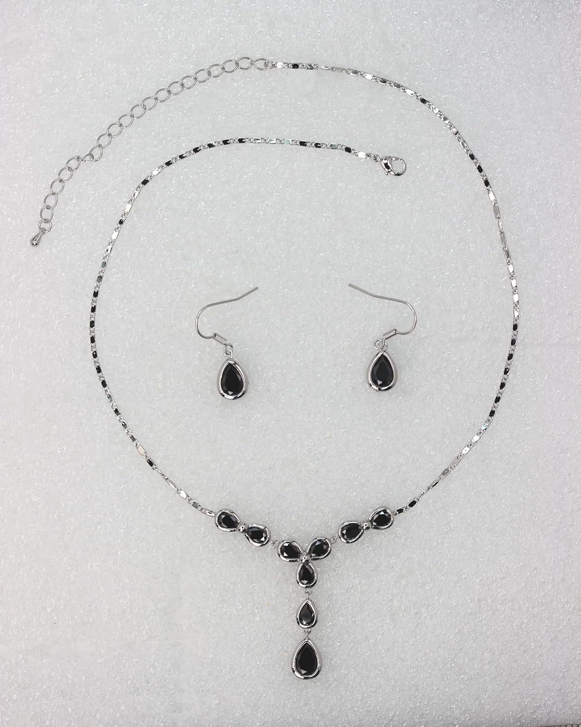 Faship Gorgeous CZ Crystal Floral Necklace Earrings Set - Image 2