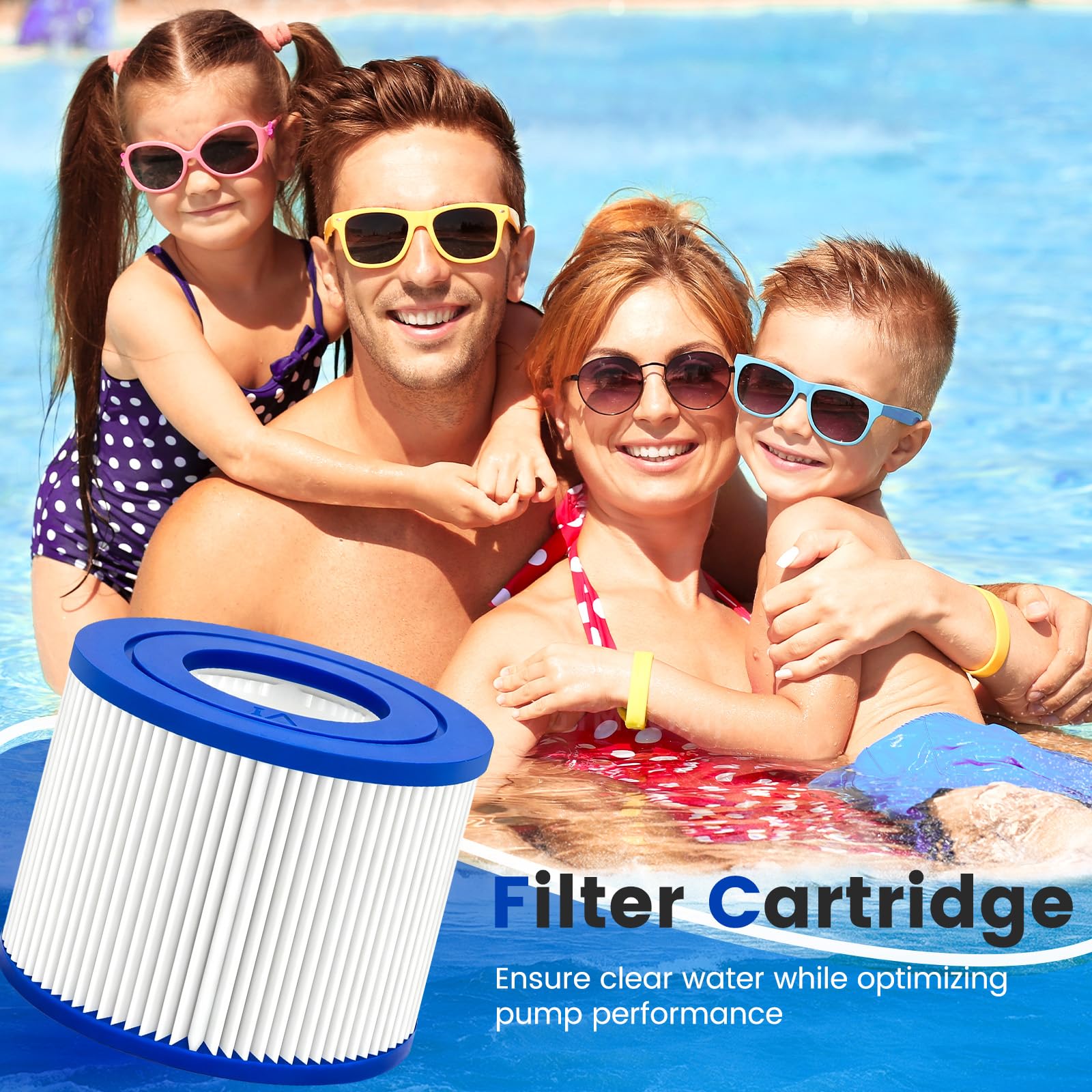 Erzekrim 6 Stück Filter VI für Pool Filterkartuschen VI für Bestway Miami Filter Cartridge VI Kompatibel mit Lay-Z-Spa, Monaco, Vegas, Palm Springs, Ersetzt die Originalkartusche BW58323/90352E