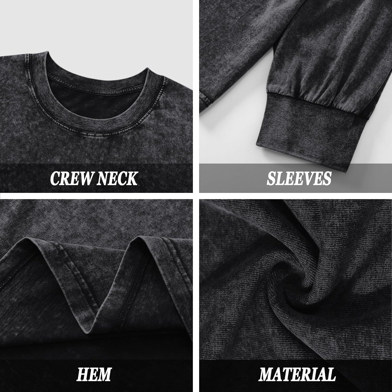 Oversized Long Sleeve Shirts for Women Acid Wash Tshirts Loose Fit Vintage Casual Basic Baggy Cozy Crewneck Tops - Image 6