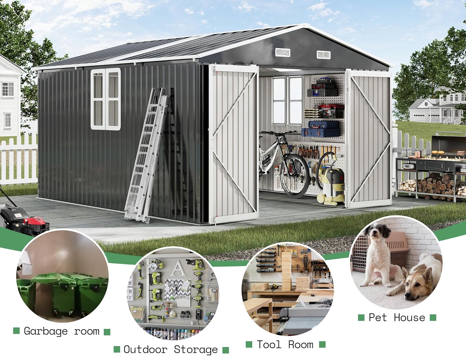 Exterior view of the AMERLIFE shed showing various potential uses