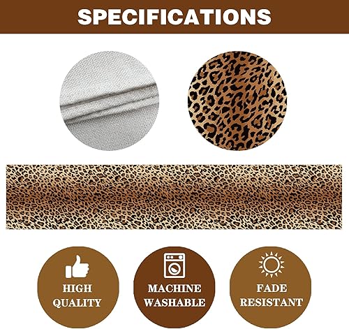 Miniatura 4 de Camino de mesa con estampado de leopardo de 72 pulgadas de largo, estilo animal, bufandas de tocador, safari, arpillera de arpillera, decoración de