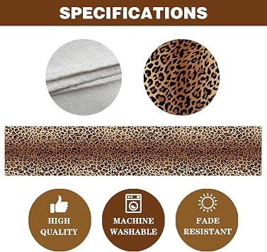 Leopard Print Table Runner 72 Inches Long, Animal Style Table Runner Dresser Scarves, Wildlife Safari Burlap Dining Room Table Decor for Kitchen Farmhouse Indoor Outdoor Home Party