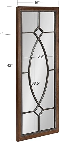 Miniatura 8 de Kate and Laurel Bakersfield - Espejo de pared de granja, 16 x 42, marrón rústico, espejos tradicionales de longitud completa para pared