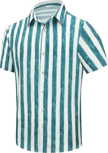 Miniatura 47 de SheLucki - Camisa hawaiana para hombre, unisex, de manga corta, con botones, para la playa y el verano, ropa casual estampada con sombra de palmas