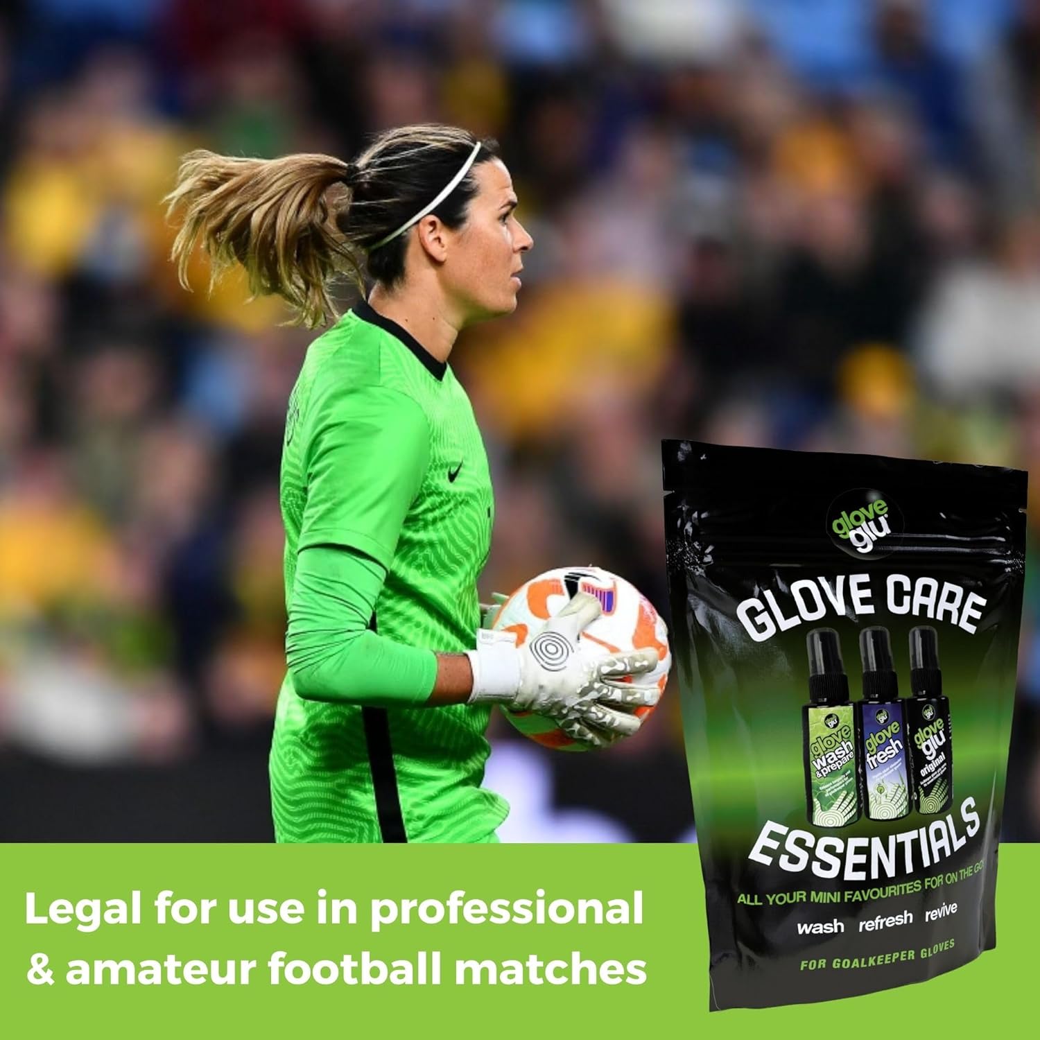 gloveglu Glove Care Essentials Wash Fresh Grip Spray for Goalkeeper Gloves Soccer Football Gloves Youth Adult Goalie Grip Boost Glove Glue 3 x 50ml
