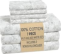 Vista 98 de Casa Platino Juego de sábanas tamaño Queen – Sábanas 100% algodón tamaño Queen refrescantes con 4 fundas de almohada, sábana bajera de bolsillo