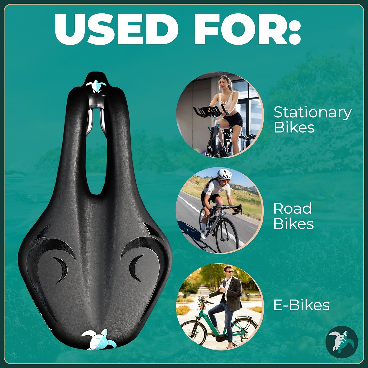 Adamo Island Saddle Reef EBike Seat - Anatomic Relief Bicycle Saddle For Spin Bikes, E-Bikes, & Stationary Bikes With Waterproof Cover - Comfort Bike Seat Reduces Numbness & Discomfort For Men & Women