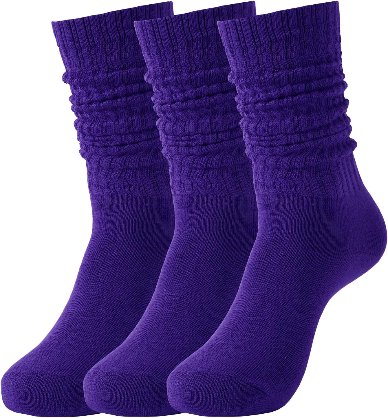 3 Pairs Women's Stacked Socks Soft Knit Knee High Tube Slouchy Stocking Breathable Thigh High Long Boot Cosy Socks Winter Thermal