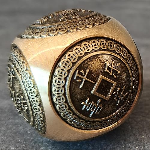 Miniatura 10 de Estatua tradicional de sapo de dinero de Feng Shui de latón con juego de 5 monedas antiguas de cuerda roja para el hogar y el automóvil (B2 de rana