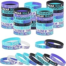 CCINEE 40Pcs Suicide Awareness Silicone Bracelets Purple Teal Inspirational Rubber Bracelets Motivational Rubber Bracelet with Inspirational Messages for Men Women Teen (8 Styles)