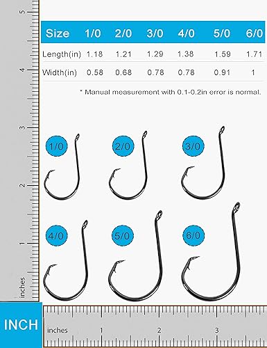 Miniatura 3 de Facikono Ganchos circulares para pesca de bagre de agua salada, 180 ganchos de pesca con desplazamiento de pulpo con 5 clips de alimentación