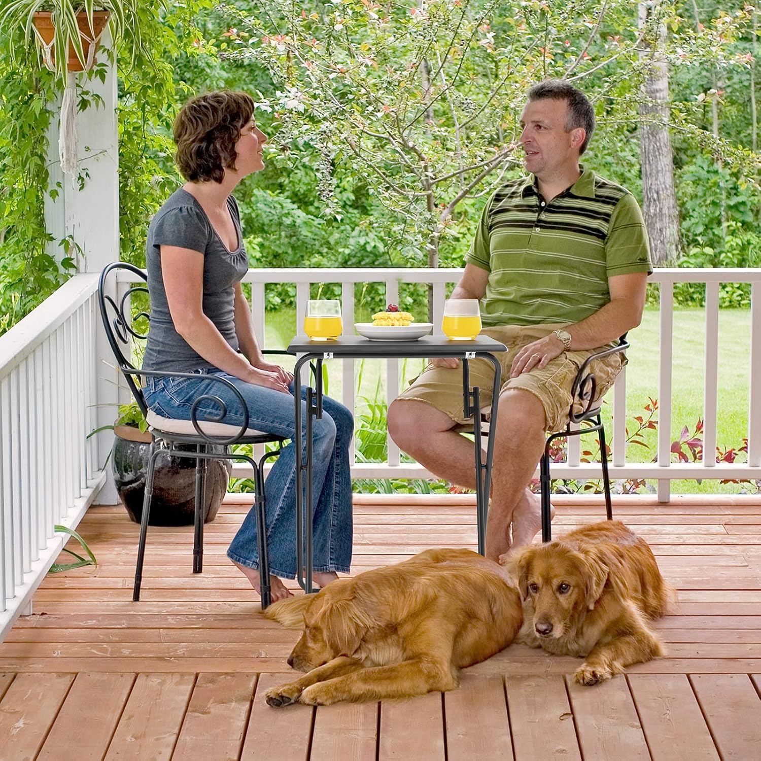 AMERIERGO Folding Stable Dinner Table - No Assembly Required TV Tray for Eating on The Couch, Snack Coffee Foldable End Table Easy Storage for Living Room & Bedroom