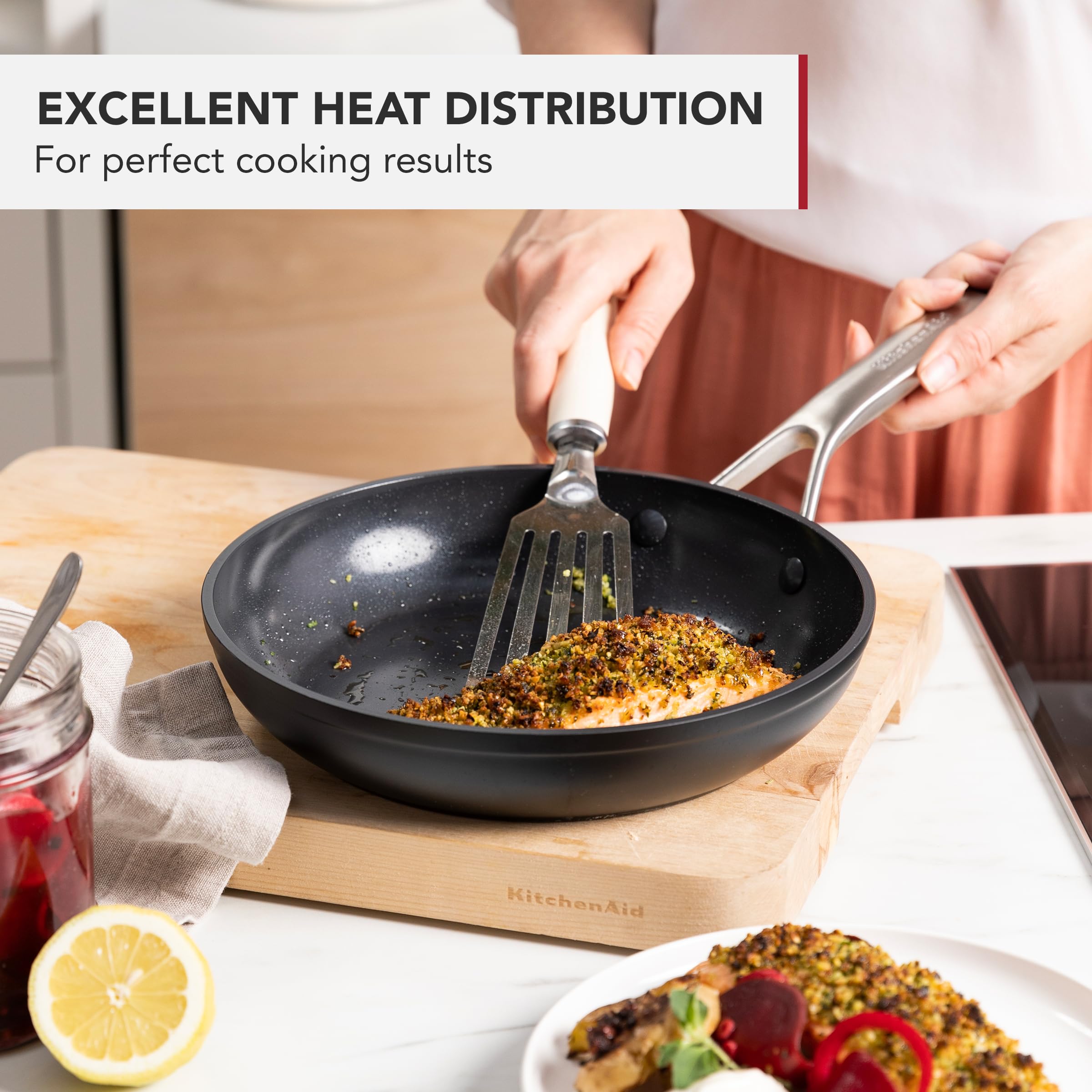 Kitchenaid Bratpfannen-Set - Classic Forged Aluminium - Induktionsgeeignet, PFAS-freie keramische Antihaftbeschichtung - 20/24/28 cm - Ofen und spülmaschinenfest - Schwarz