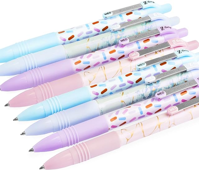 Zebra Z-Grip Smooth Sweetie/Blush Ballpoint Pen - 1.0mm - Black Ink - 2 of Each Barrel - Pack of 8