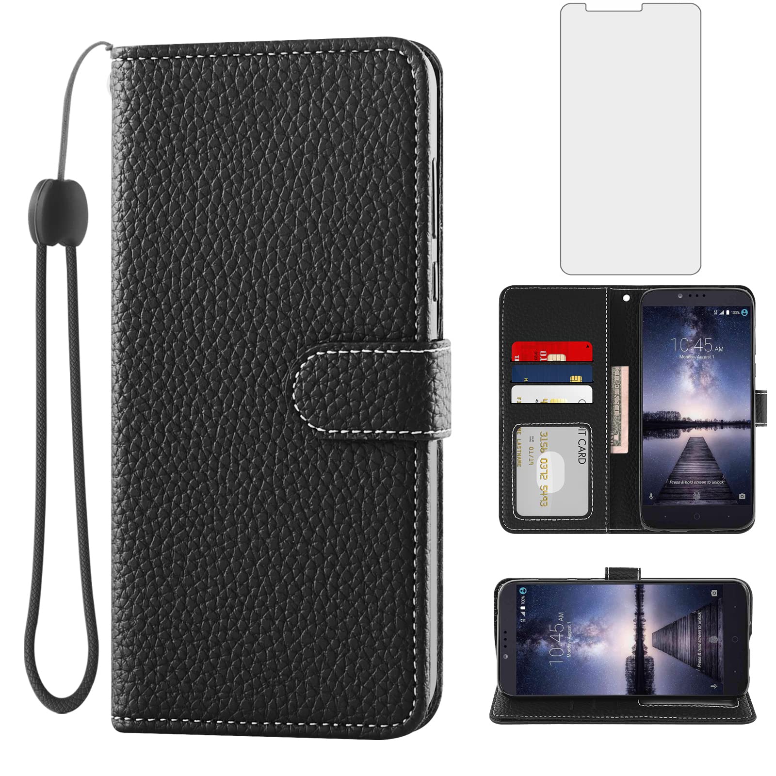 Asuwish Phone Case for ZTE ZMax Pro Z981/Blade X Max Z983/Max XL N9560/Max  Duo LTE and Wallet Cover Card Holder Slot ZTE 981 983/X Max - Main Image