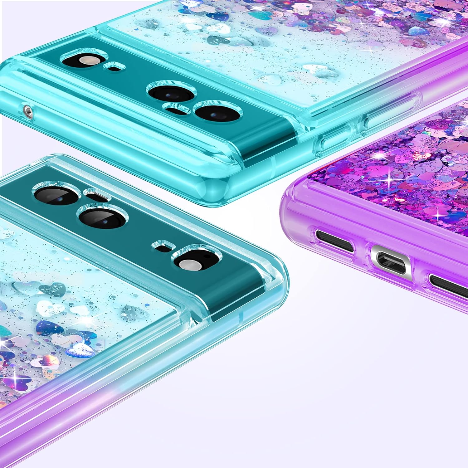 Ruky Google Pixel 6 Case (2021), [Gradient Quicksand Series] Glitter Flowing Liquid Floating Soft TPU Bumper Cushion Bling Sparkle Girls Women Phone Case for Google Pixel 6 5G, Teal Purple : Cell Phones & Accessories