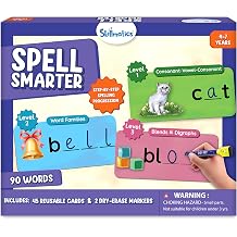 Skillmatics Spell Smarter Phonics & Spelling Write and Wipe Flashcards, Learn to Read with CVC Words, Blends & Digraphs, Preschool Kindergarten Homeschool Activity, Gift for Kids Ages 4, 5, 6, 7