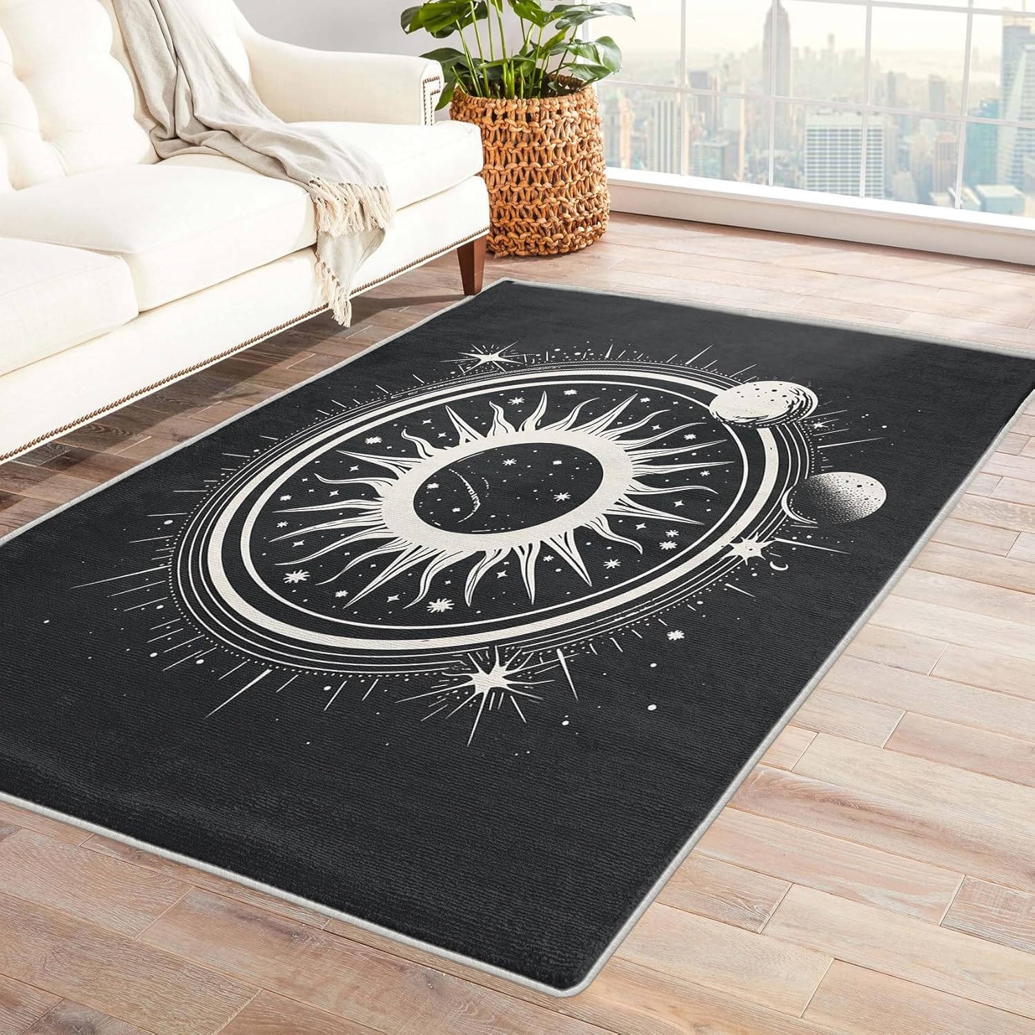 Celestial Sun Moon Stars Area Rug (5x8)