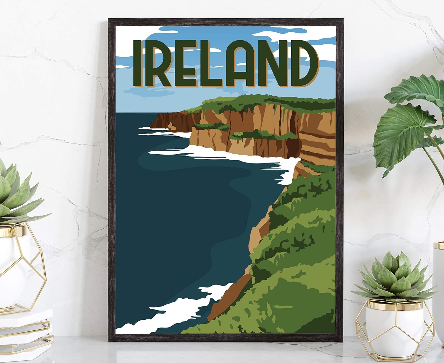 Ireland, Retro Style Travel Poster, Vintage Rustic Poster Print, Home Office Wall Decoration, Ireland Country Map Poster - 24 * 36 Inches