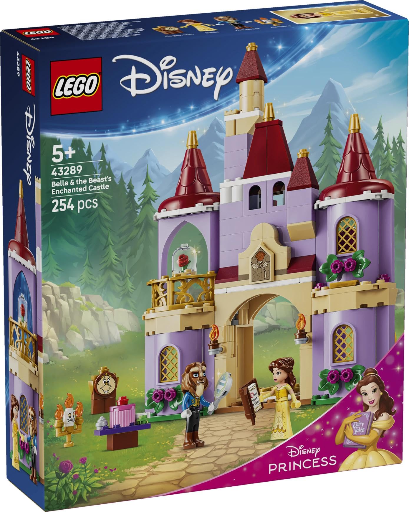 LEGO | Disney Princess Belle e il Castello Incantato della Bestia - Giocattolo con 2 Mini Bamboline e Figura di Lumière - Regalo per Bambine da 5 Anni in su e per Fan della Bella e la Bestia - 43289