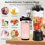 20oz Portable Blender, 240W USB Rechargeable Smoothie Blender with LED Display, Pulse & Blend Modes, IPX7 Waterproof, BPA-Free,Travel Juicer for Shakes, Ice Crushing, Sports & Outdoor Black