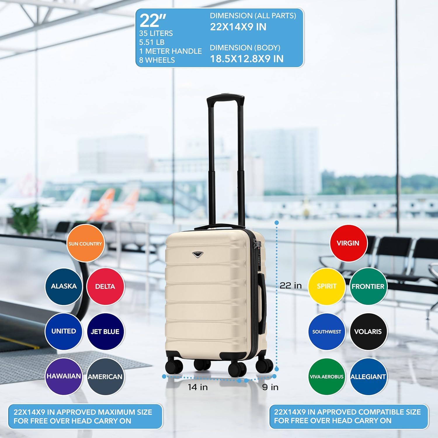 22x14x9 Carry On Suitcase Hardside TSA Lock USB C Ghana Ubuy