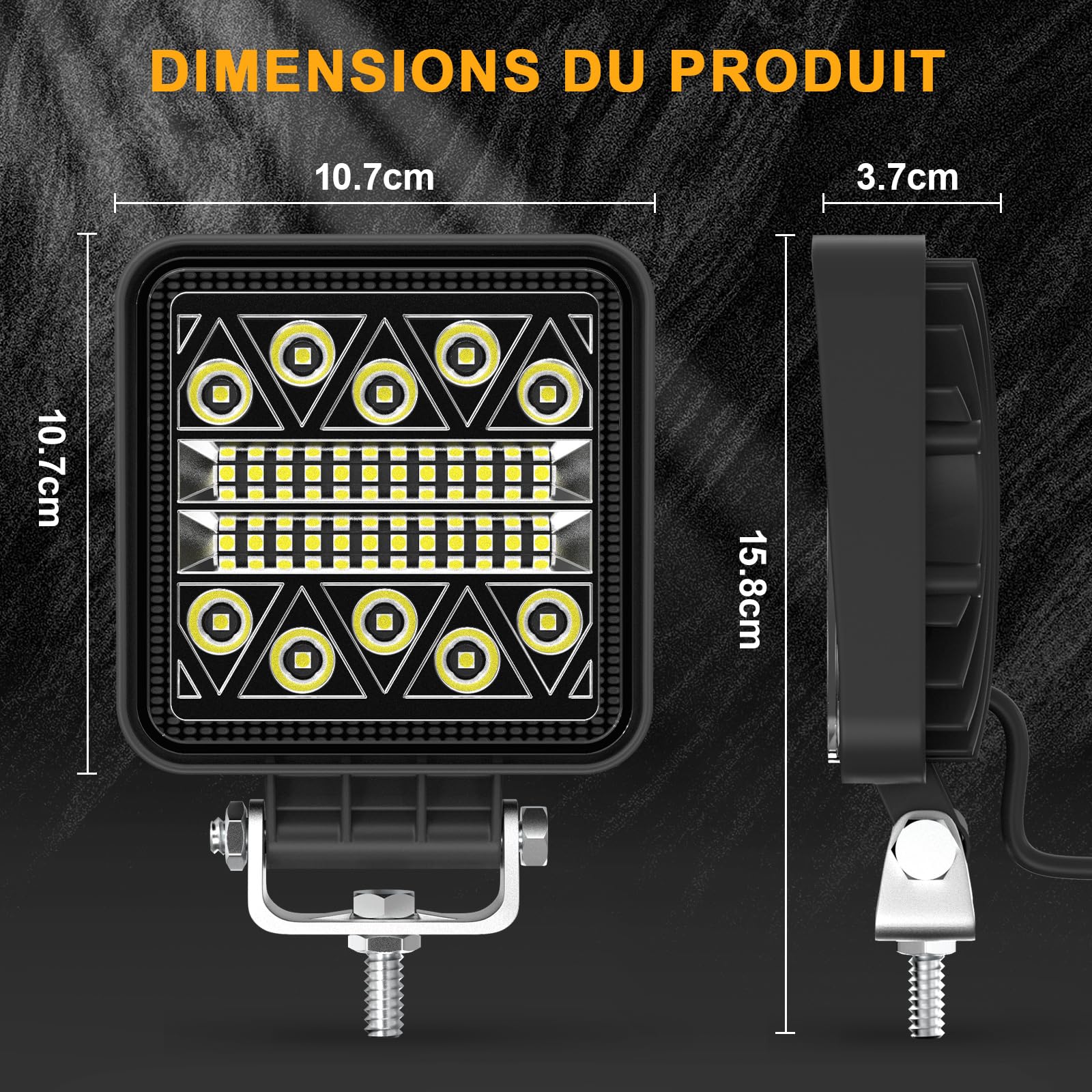 antom 102W Phare de Travail led 15000LM Feux de Recul Led 12v, Phare Led Projecteurs pour voiture, tracteur bateau, 12-24v camion