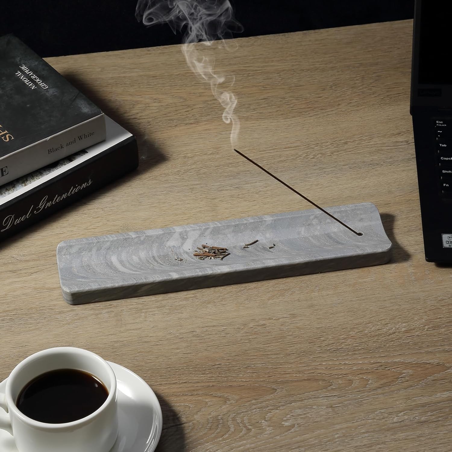 Koville Marble Incense Holder, Incense Holder for Sticks, Incense Sticks Holder Ash Catcher for Meditation Yoga SPA, Natural Stone Incense Burner, Home Table Decor (Palissandro Blue)