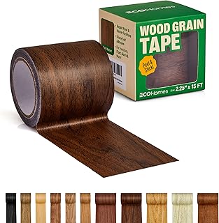 Wood Grain Repair Tape - Self Adhesive Brown Wood Colored Tape for Furniture Repair | Peel & Stick Veneer Strips Trim, Woodgrain Duct Tape for Furniture, Vinyl Floor, Door Patch Kit (Dark Walnut)