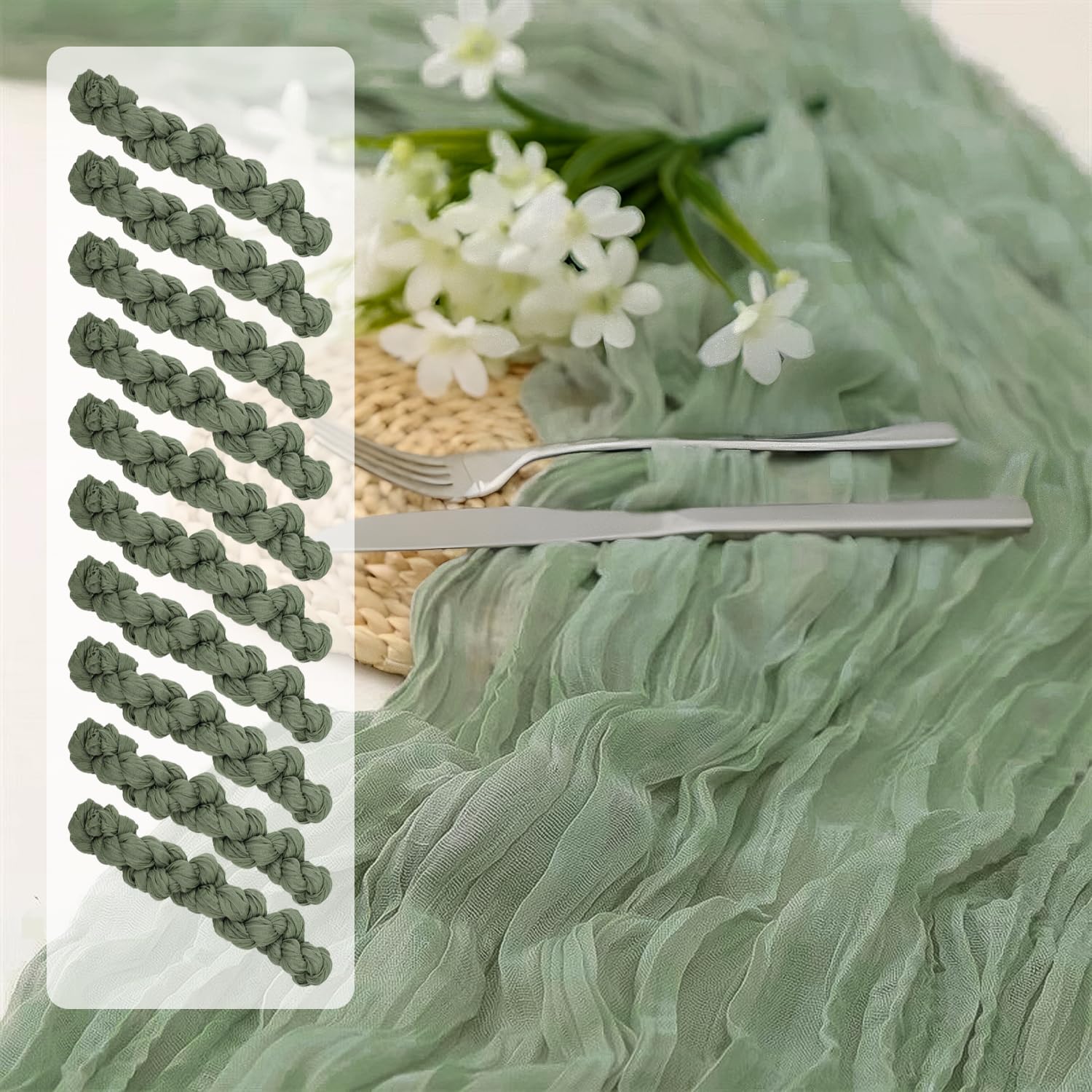 Lot de 10 chemins de table - Vert