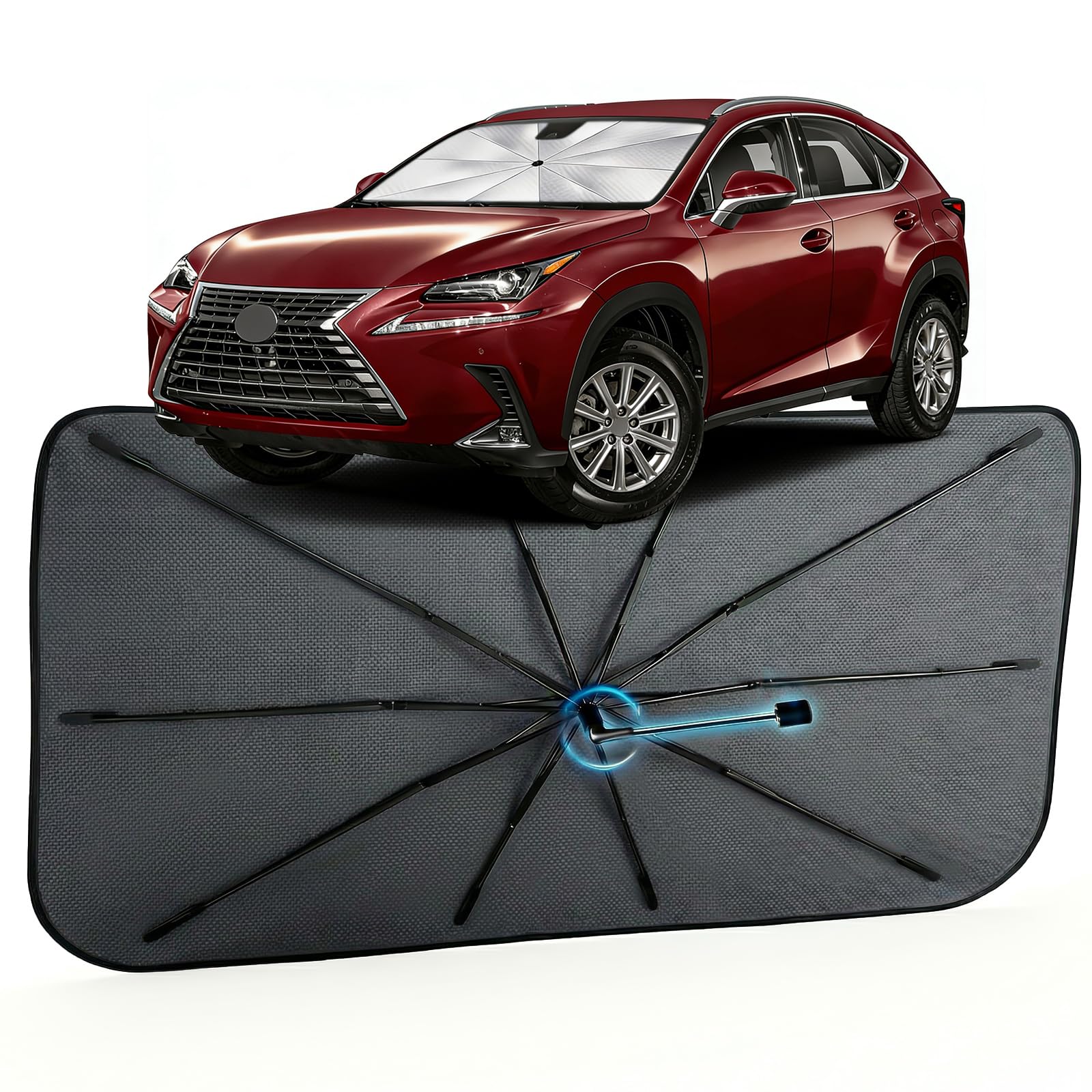 Car Windshield Sun Shade for Lexus NX 2015-2021 –[Reflective Coated Fabric] Sunshade Umbrella for Front Window, Car Shades Sun Visor Keep Car Cool and Protects Interior, 1:1 Exact Fit