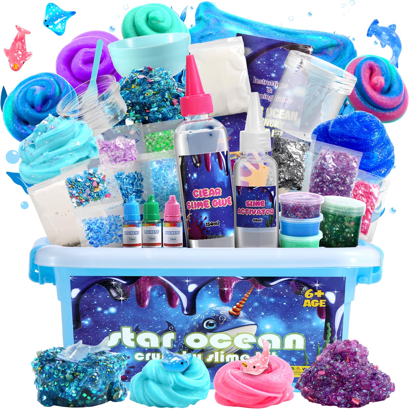 OPLDYRK Slime Kit for Girls Ages 8-12 Mini Butter, Clear, Water, Cloud Slimes, Slime Making Kit for Kids DIY Craft Kits,6 7 8 9 10 Year Old Girl Birthday Gift Cute Stuff ClimeCo Certified
