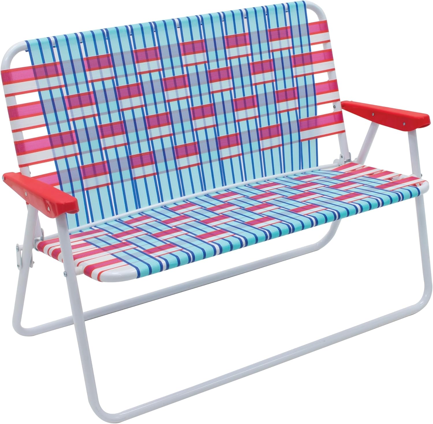 Camp & GO 4-Position Folding Web Lawn Chair Outdoor Lounger, Blue/White undefined/White