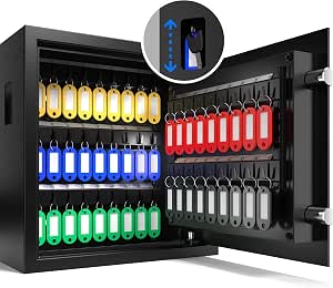 XDeer 45-Key Biometric Lock Box, Wall Mount with Anti-Theft Key Slot and Combo Lock for Hotels & Offices