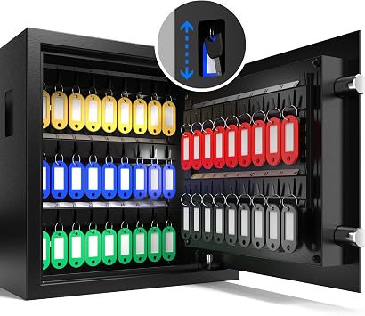 XDeer 45-Keys Key Lock Box Wall Mount with Advanced Anti-Theft Deposit Key Slot & LED Light, Key Cabinet with Combo and Key Lock, Key Safe for Hotels & Office & Companies & Car Dealerships 1PCS