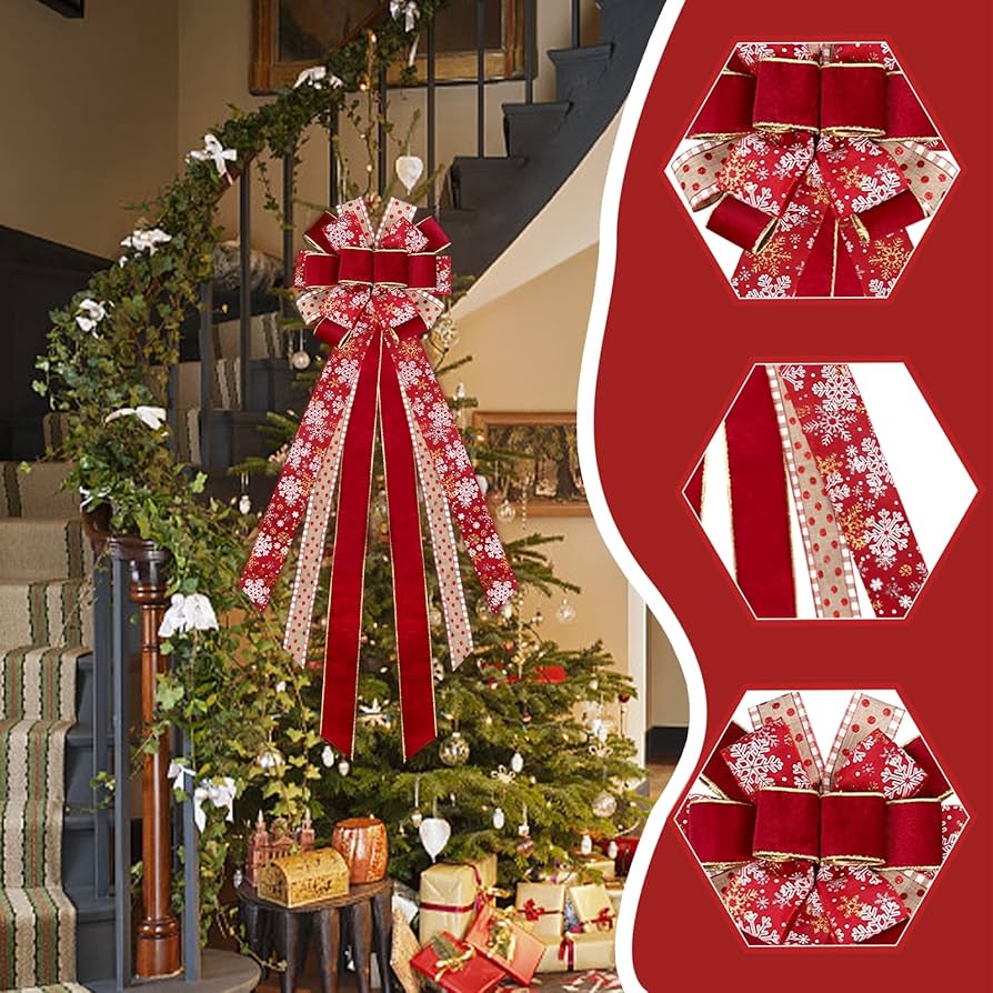 Amazon.co.jp: Lucleag クリスマスツリートッパーリボン 11.8 x 47.2