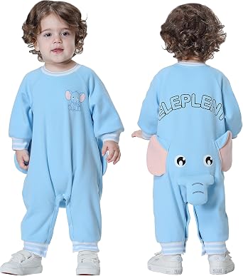 TONWHAR Toddler Baby Long Sleeve Romper Boys Girls Cartoon Onesie Jumpsuit with 3D Animal Tail