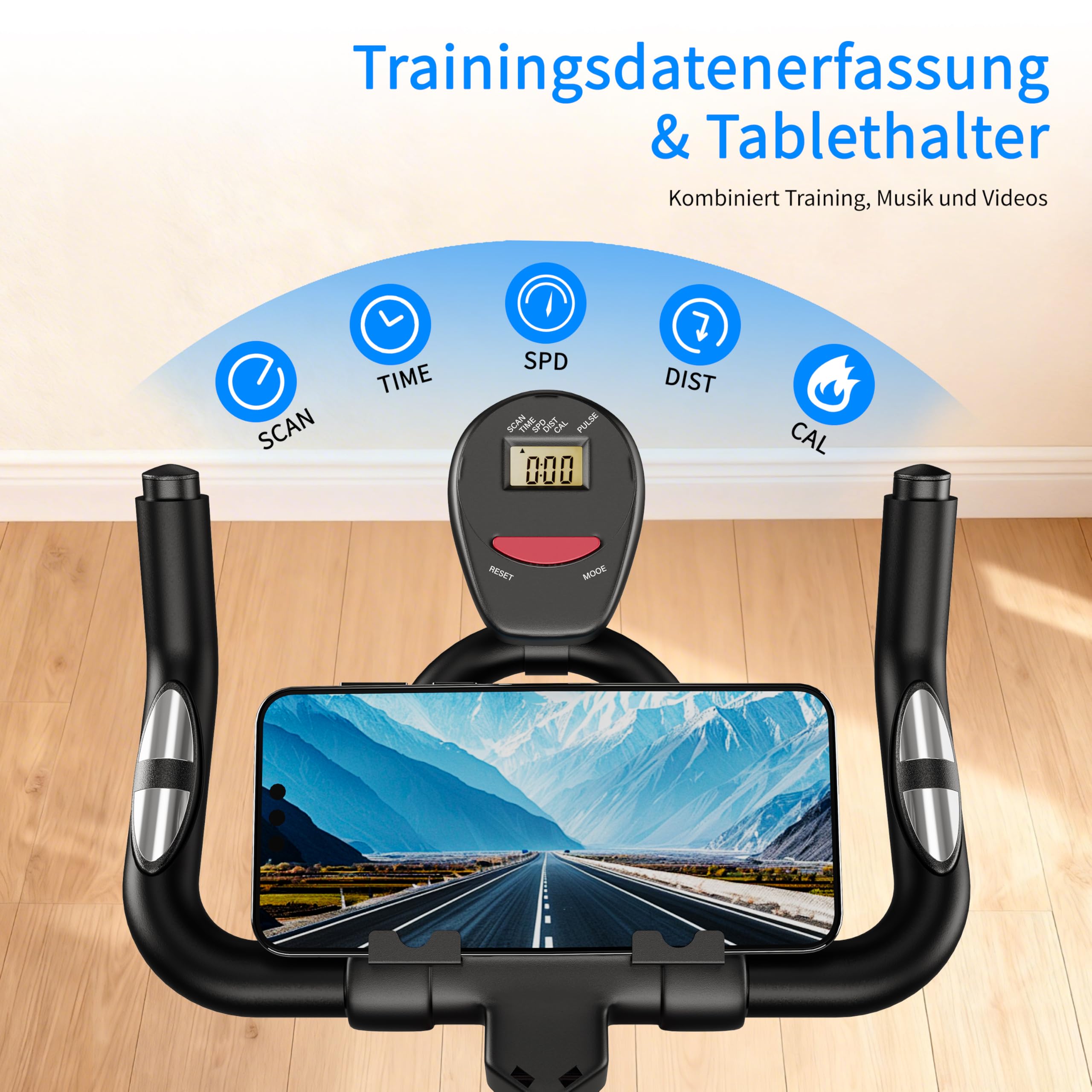 Heimtrainer Fahrrad, Leises Fitnessbike mit einstellbarem Magnetwiderstand, Indoor Cycling Bike mit LCD-Display, Ergonomischer Komfortsattel für Home Gym Indoor Cycling