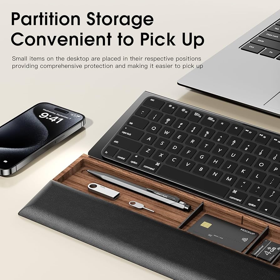 【美品】Leather & Wood Keyboard Wrist Rest Leather Wrist Rest for Apple Keyboard | Grovemade®