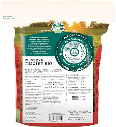 Vista 28 de Oxbow Animal Health Western Timothy Hay – Heno natural para conejos, cobayas, chinchillas, hámsters y jerbos – Recomendado por veterinarios