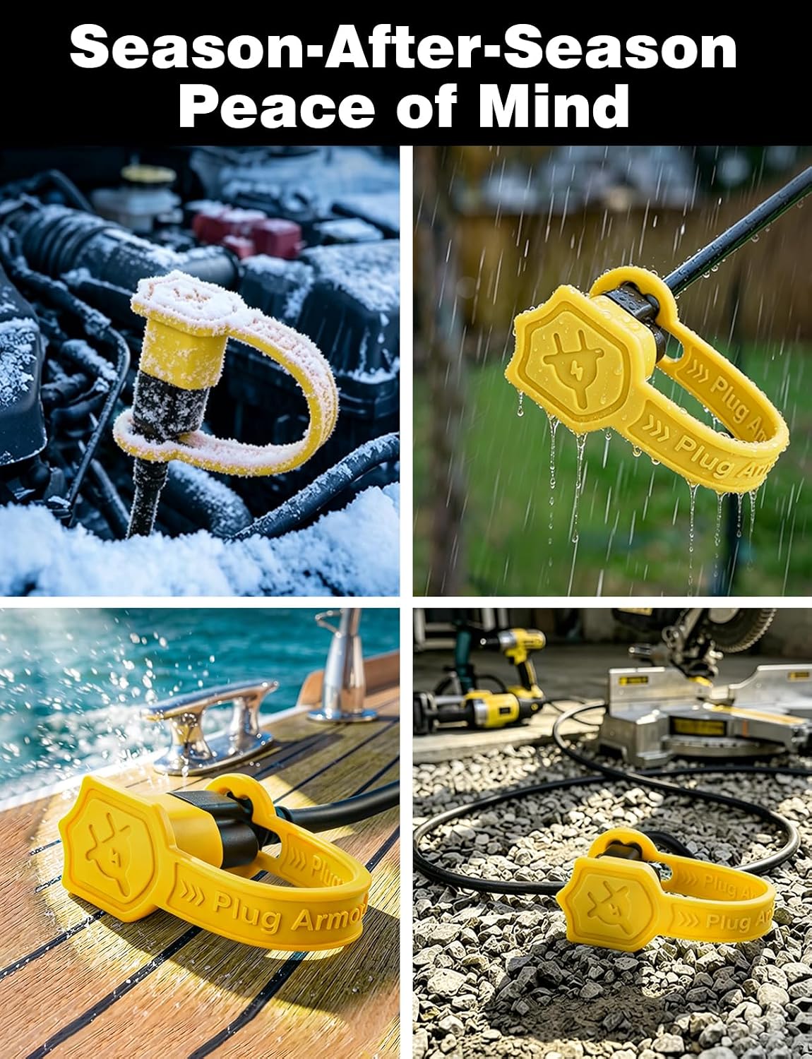 Mellbree Outdoor Plug Cover 2 Pack, Heavy-Duty Waterproof Crush-Proof Extension Cord Protector for 2&3 Prong 120V - Weatherproof for Block Heaters, Christmas Lights, Job Sites, Marine, RV, Yellow